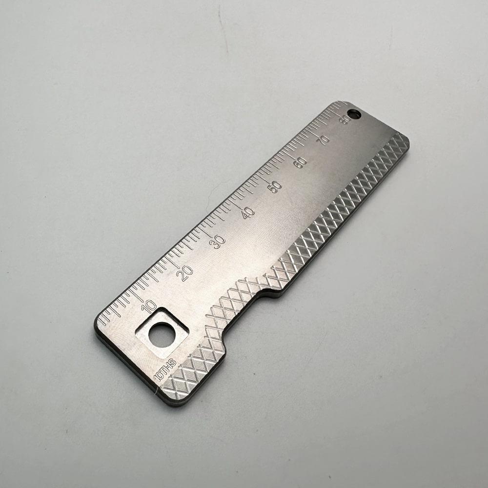 6AL-4V Titanium RULER MM-Edition Metric X-GRID Edition RH Handle Scale (TiRant® RAZOR V3) Custom Milled In USA - Image 2