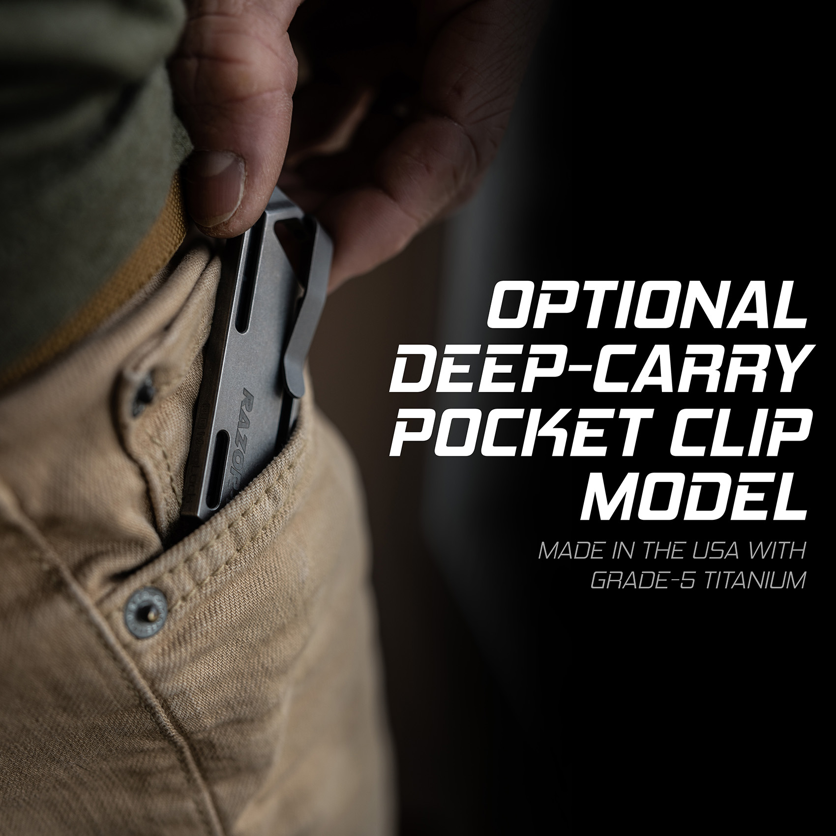 TiRant® RAZOR-M 3.0 MagLock Utility Knife (Stonewashed 6AL-4V Titanium) - Image 4