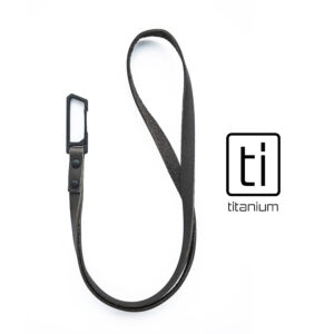 Ash-Black TiRant® LATCH 17" Leather Neck Lanyard W/Titanium Carabiner For Keys & Accessories (Made In USA)
