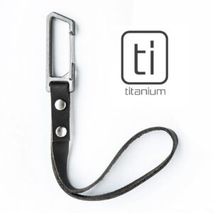 Ash-Black TiRant® LATCH 6" Mini Leather Wrist Lanyard W/Titanium Carabiner For Keys & Accessories (Made In USA)