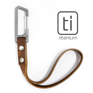 Russet-Brown TiRant® LATCH 6" Mini Leather Wrist Lanyard W/Titanium Carabiner For Keys & Accessories (Made In USA)