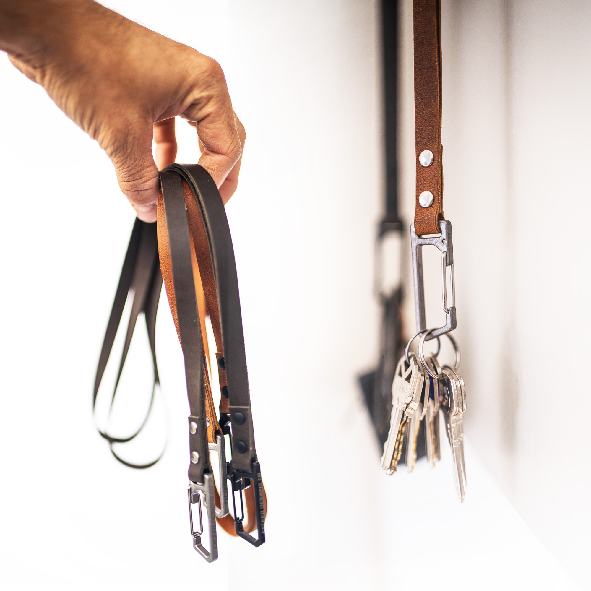 Ash-Black TiRant® LATCH 17" Leather Neck Lanyard W/Titanium Carabiner For Keys & Accessories (Made In USA) - Image 10