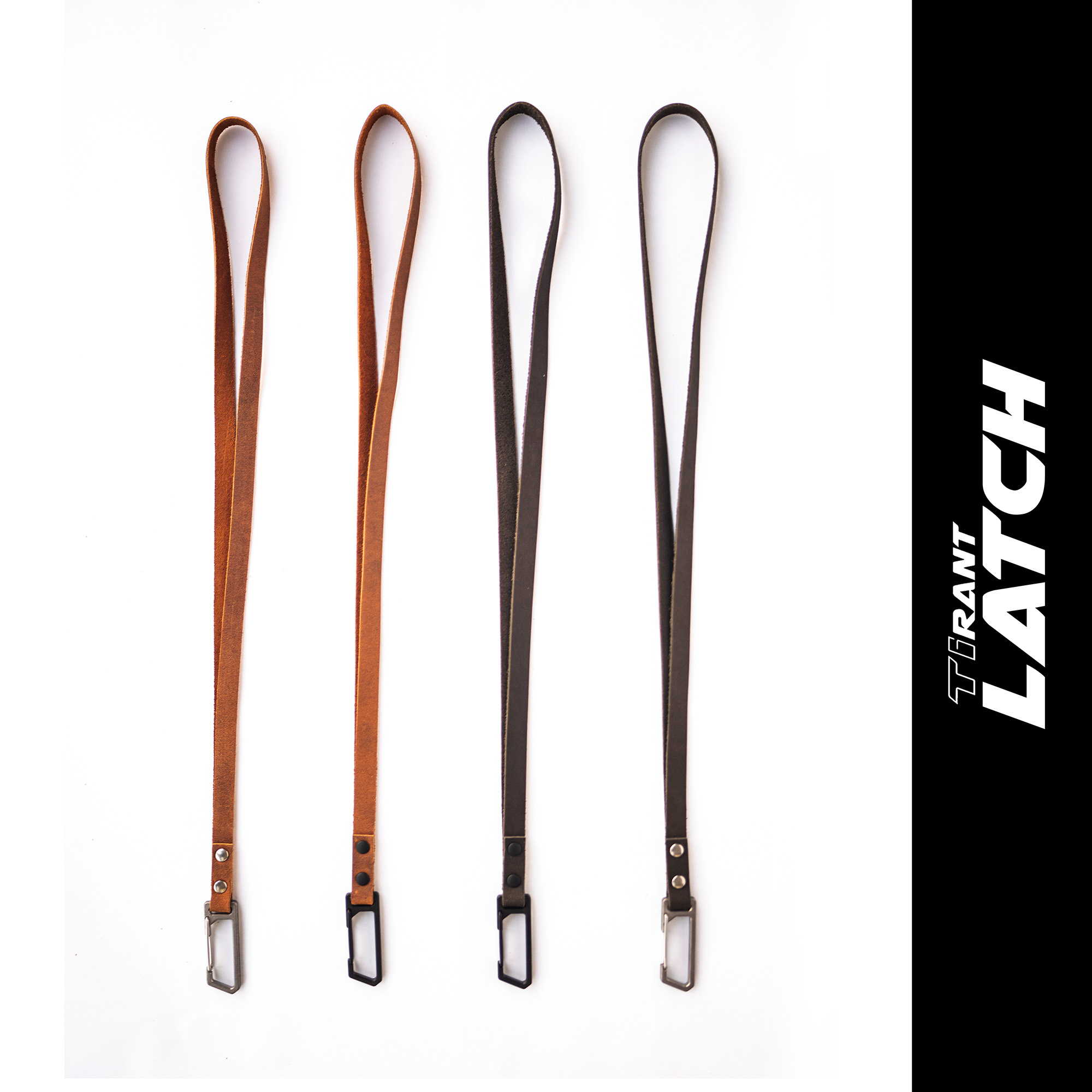 Ash-Black TiRant® LATCH 17" Leather Neck Lanyard W/Titanium Carabiner For Keys & Accessories (Made In USA) - Image 9