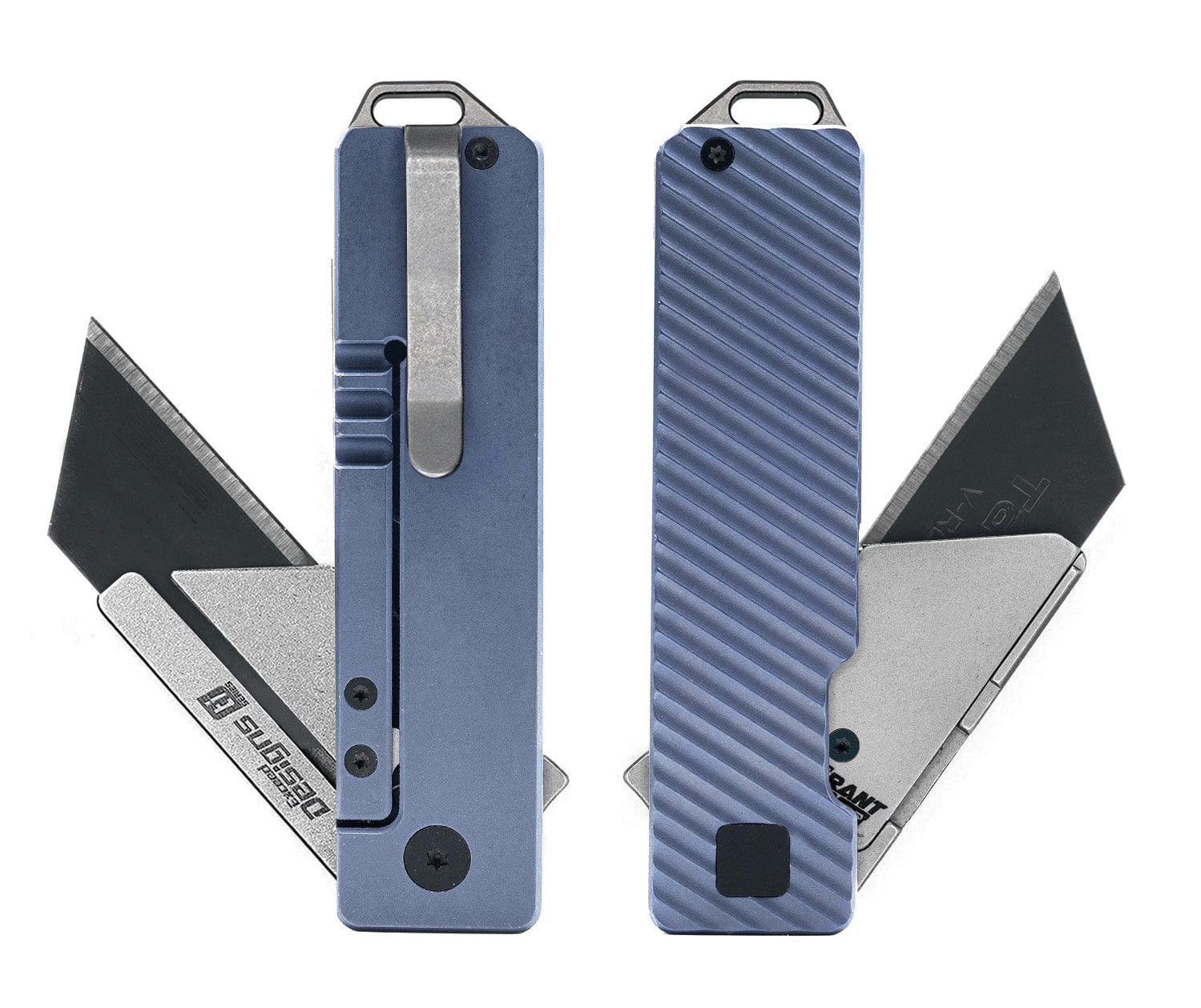 TiRant® RAZOR V3 Utility Knife (Cobalt Blue ANO Ti WORKS + SLASH Edition + Stonewashed Blade Holder) — Sold Out For 30-60 Days - Image 2