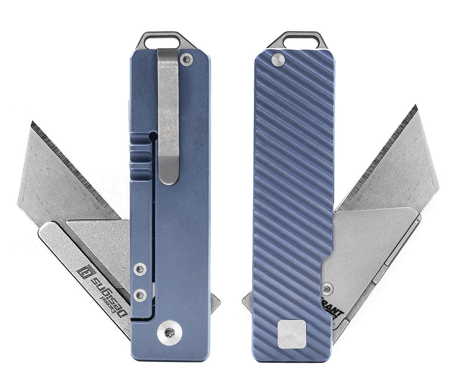 TiRant® RAZOR V3 Utility Knife (Cobalt Blue ANO Ti WORKS + SLASH Edition + Stonewashed Blade Holder) — Sold Out For 30-60 Days - Image 3