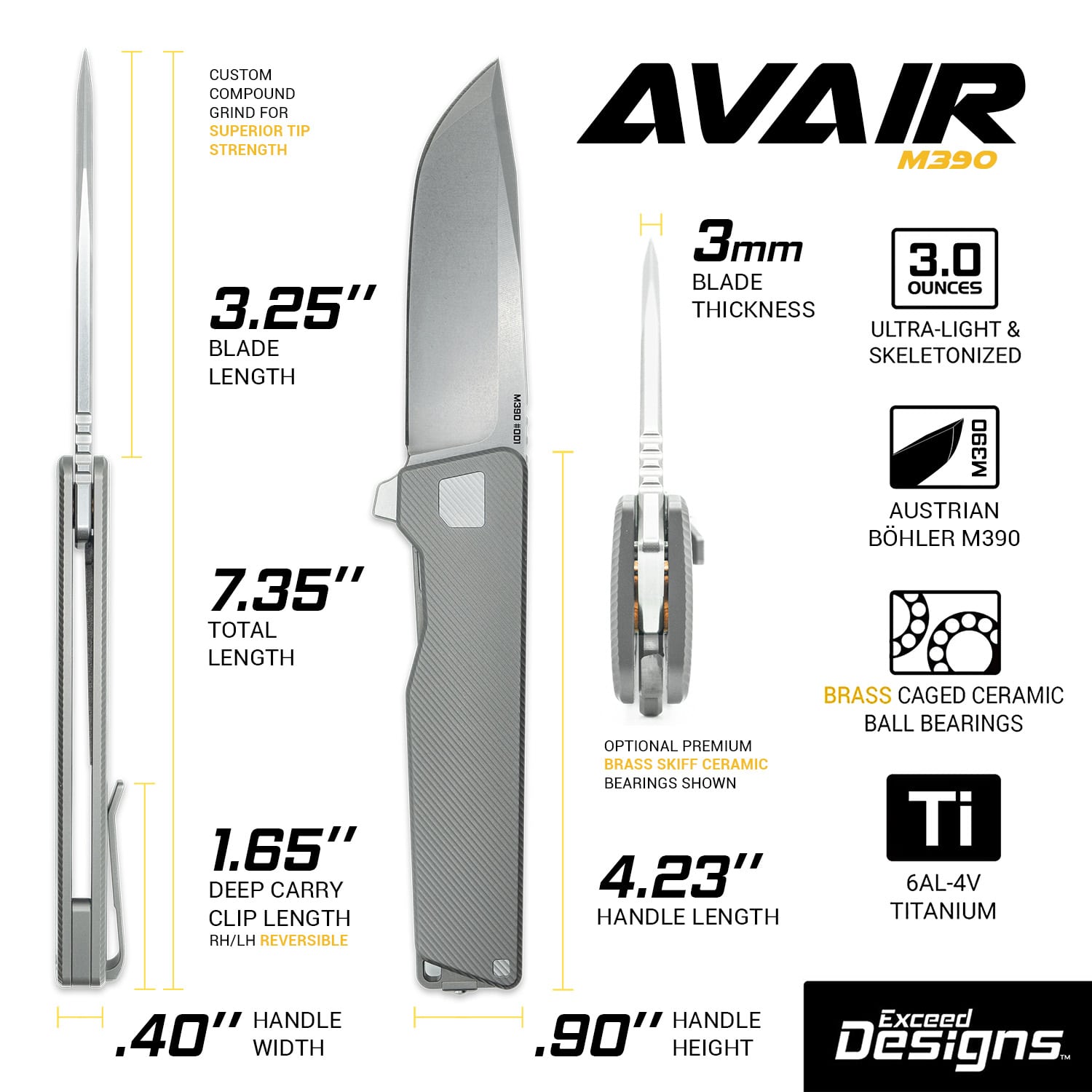 AVAIR M390 Framelock Folding Knife (Jet-Black PVD 6AL-4V Titanium) - Image 2