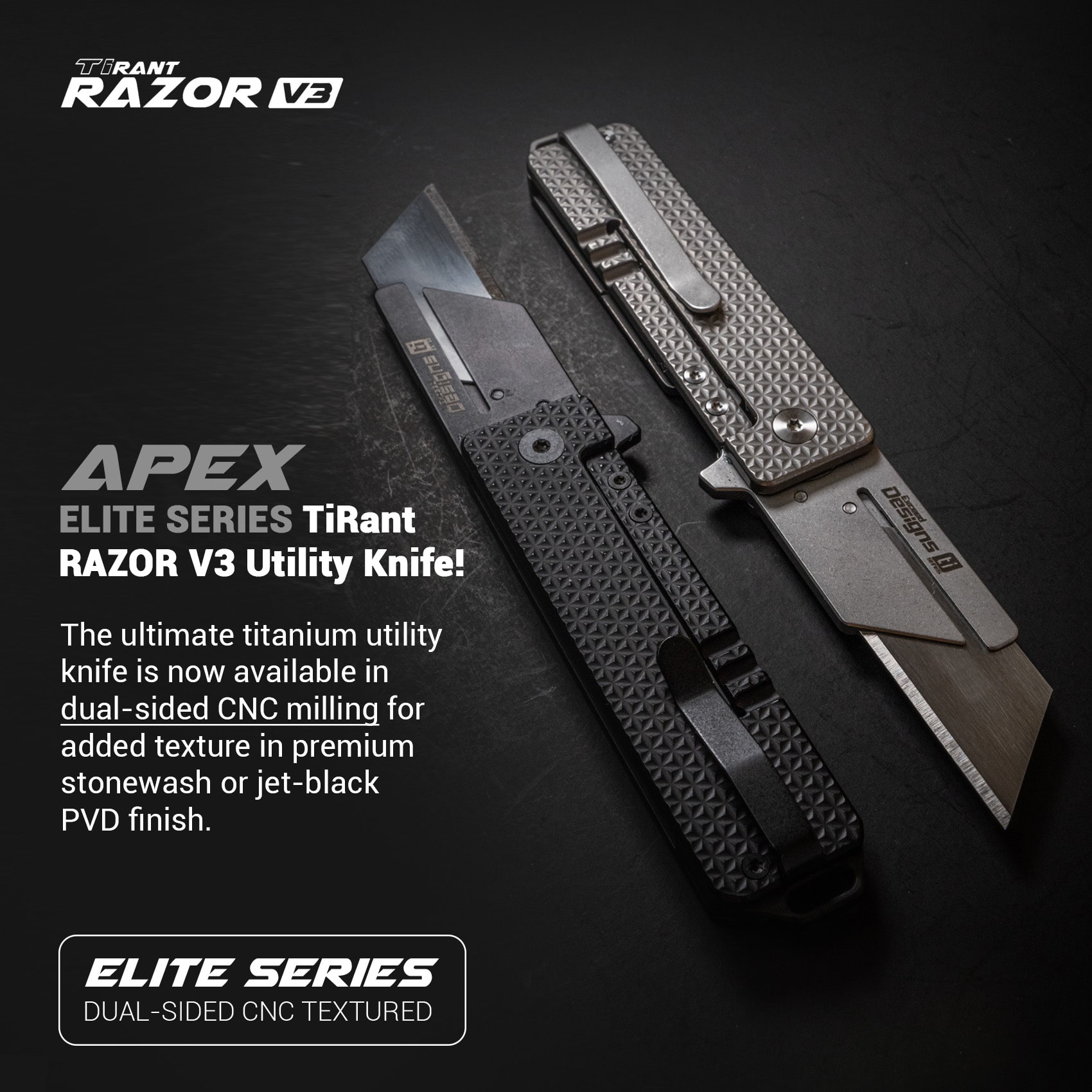 (SOLD OUT) TiRant® RAZOR V3 Utility Knife (CERAKOTE 6AL-4V Titanium) Dual APEX WORKS (Limited-Edition Drop) - Image 9