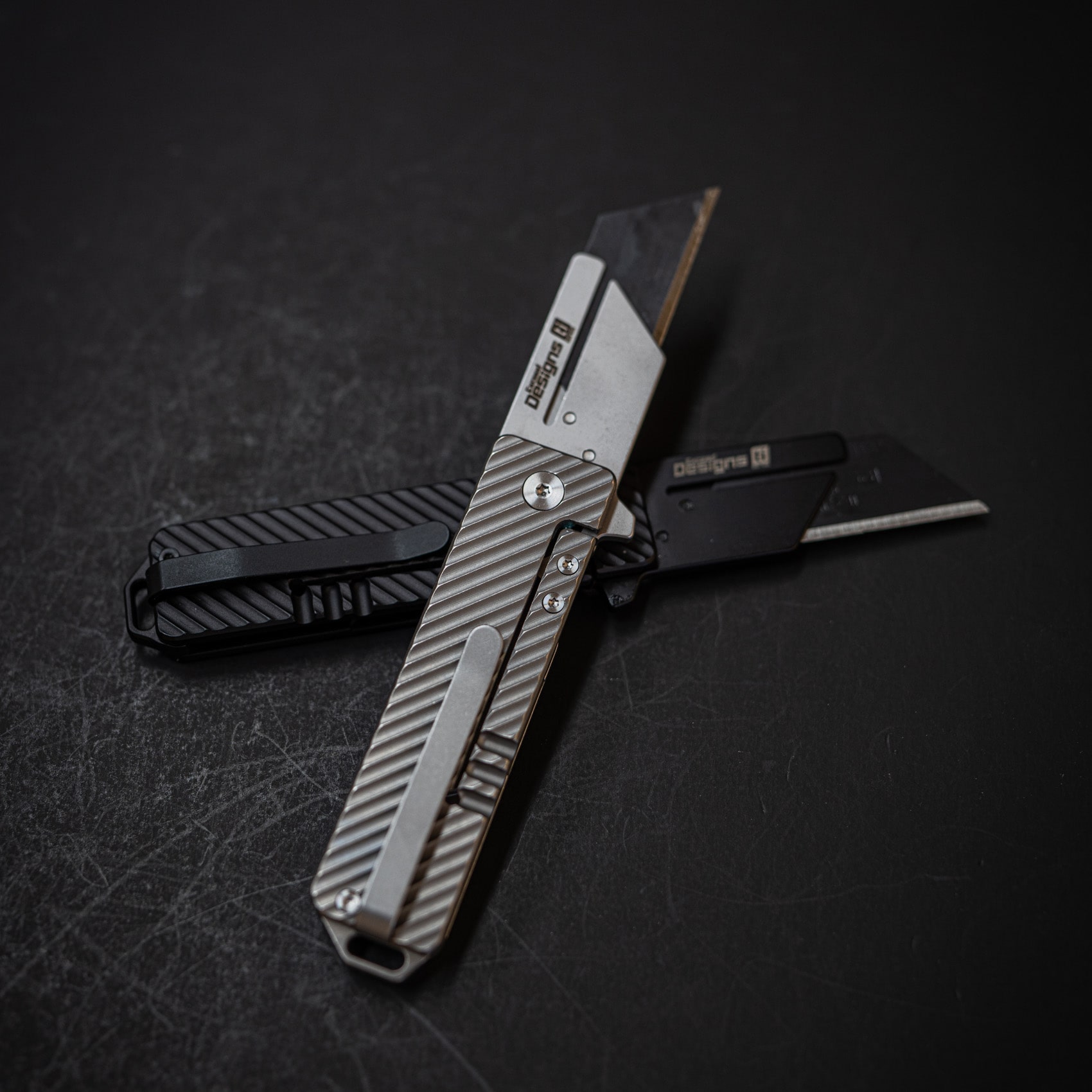 TiRant® RAZOR V3 Utility Knife (Jet-Black 6AL-4V Titanium) Dual SLASH Edition - Complete - Image 5