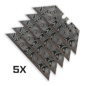 Black DAMASCUS STEEL PATTERN Razor Blades Tajima V-REX II Premium Tempered Utility Knife Blades (5-Pack or 10-Pack)