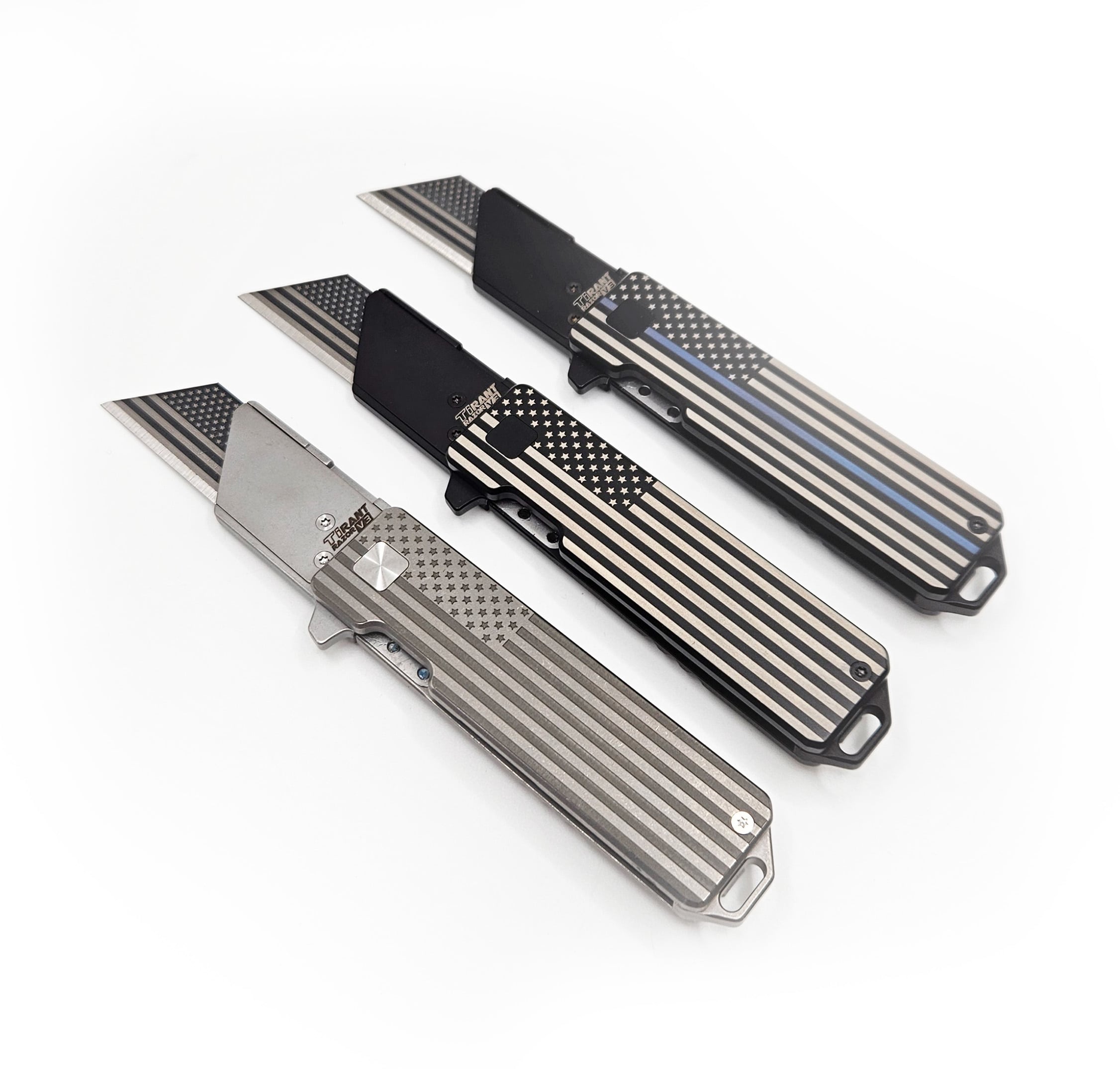 TiRant® RAZOR V3 Utility Knife (50/50 Jet-Black or Stonewashed + USA FLAG Edition) — Sold Out For 30-60 Days - Image 2