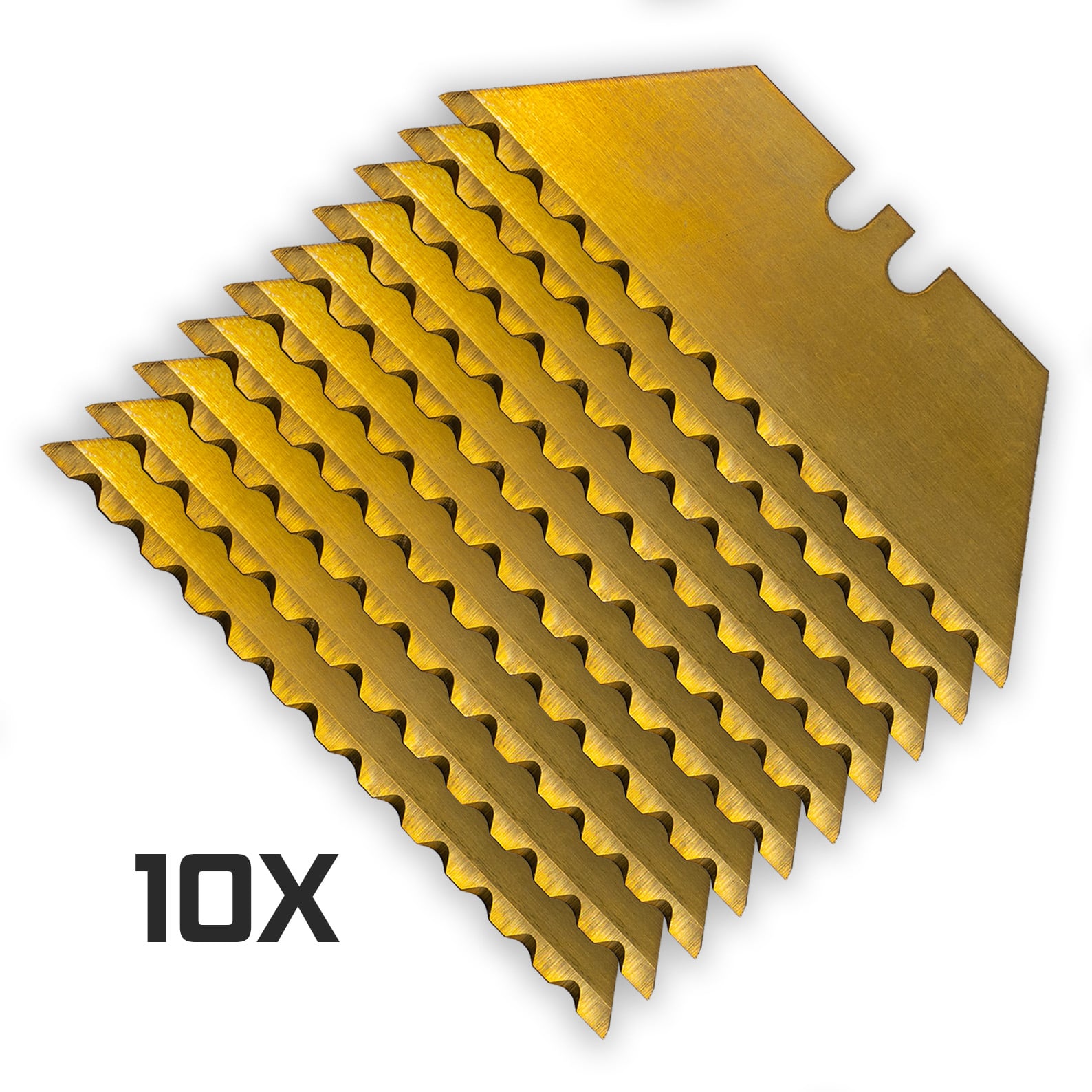 12-Point GOLD SERRATED Razor Blades (Premium TITANIUM Coated SK5 Utility Knife Blades) 5-Pack or 10-Pack - Image 7