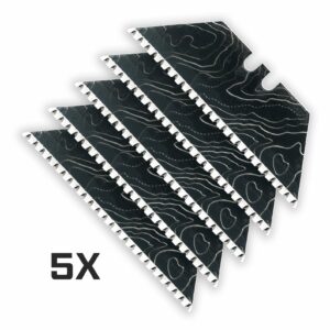 Cascadia Topo 24-Point BLACK MICRO-SERRATED Razor Blades (Black Oxide Coated SK5 Utility Knife Blades) 5-Pack or 10-Pack