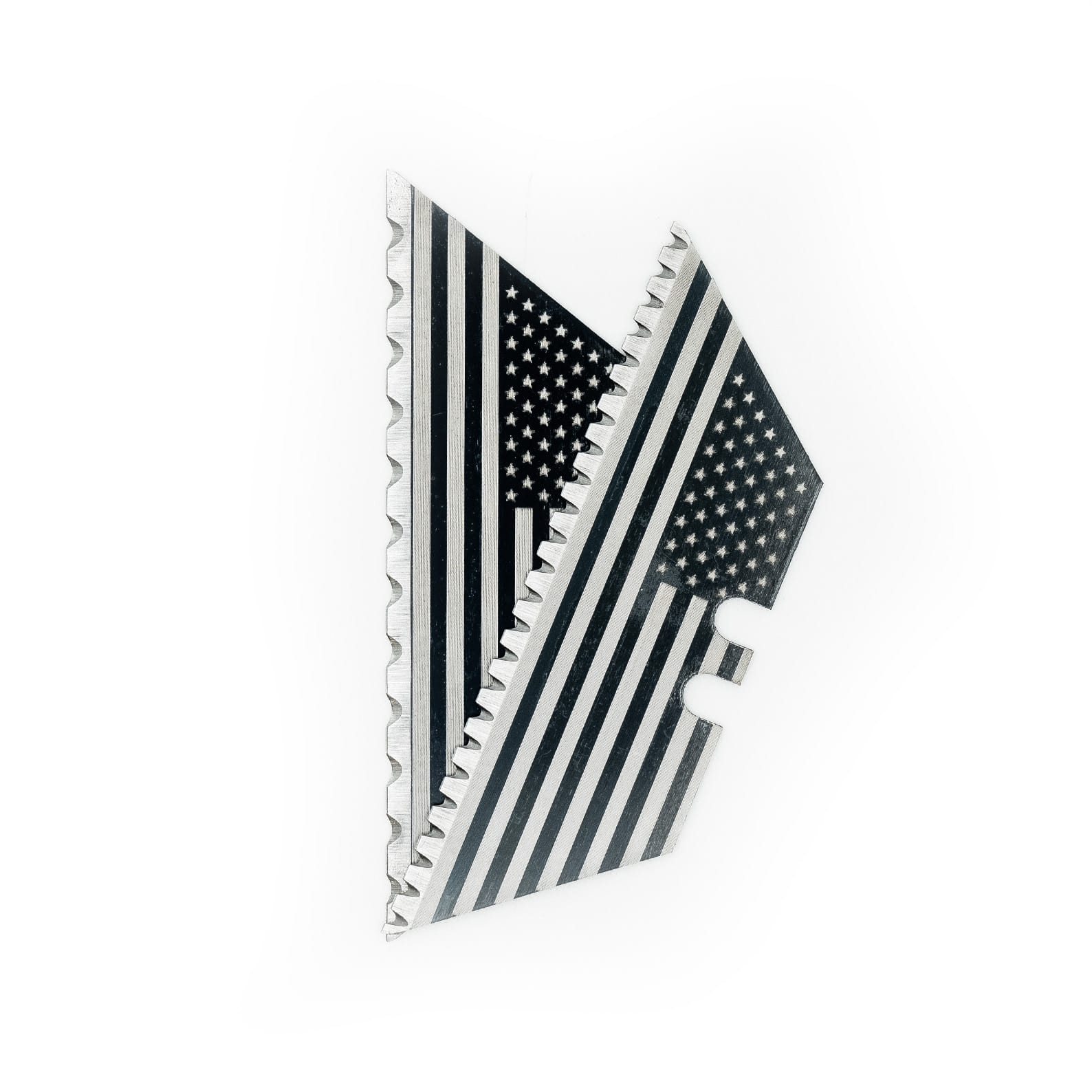 USA Flag 24-Point BLACK MICRO-SERRATED Razor Blades (Black Oxide Coated SK5 Utility Knife Blades) 5-Pack or 10-Pack - Image 2