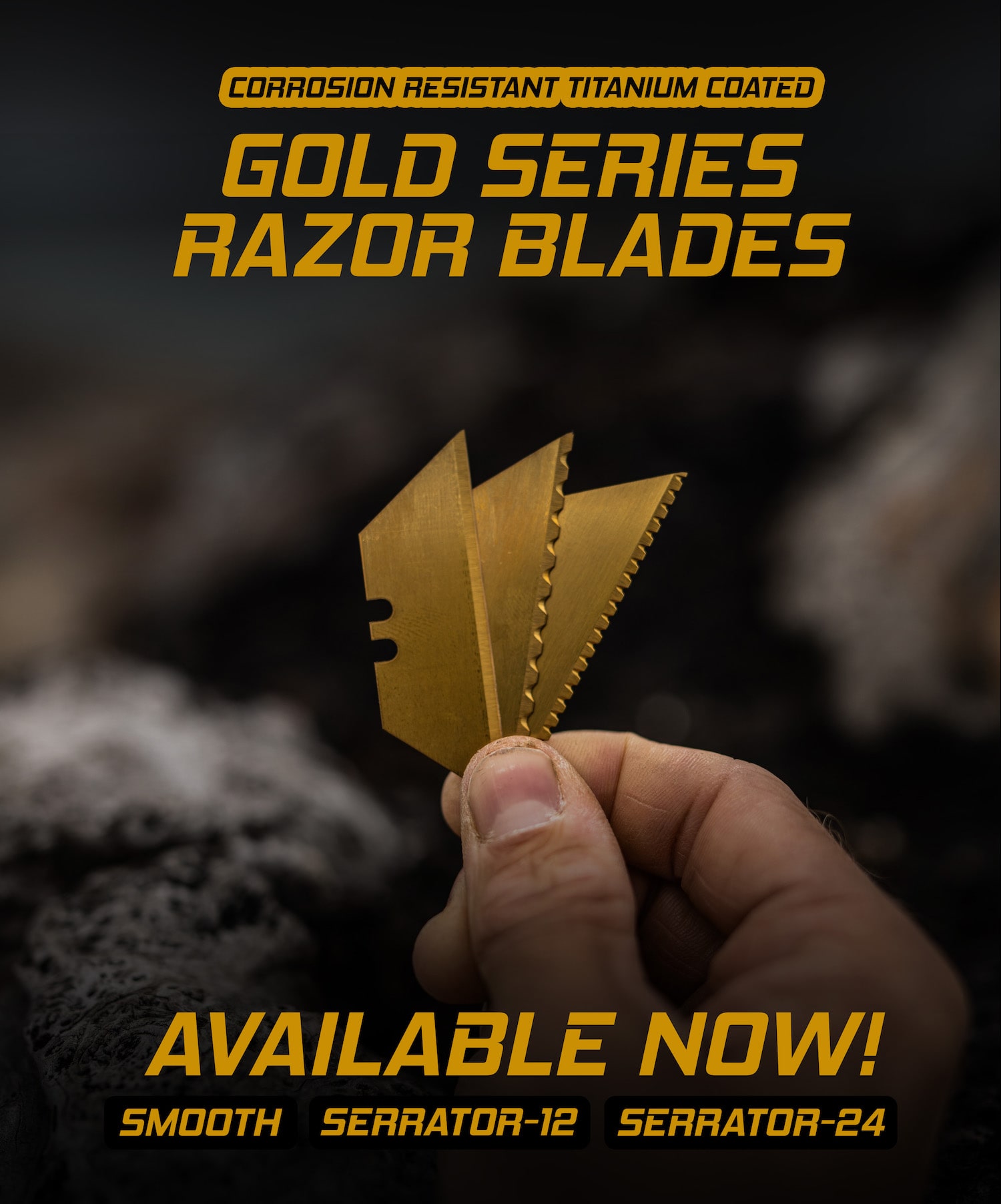USA Flag 24-Point GOLD MICRO-SERRATED Razor Blades (Premium TITANIUM Coated SK5 Utility Knife Blades) 5-Pack or 10-Pack - Image 4