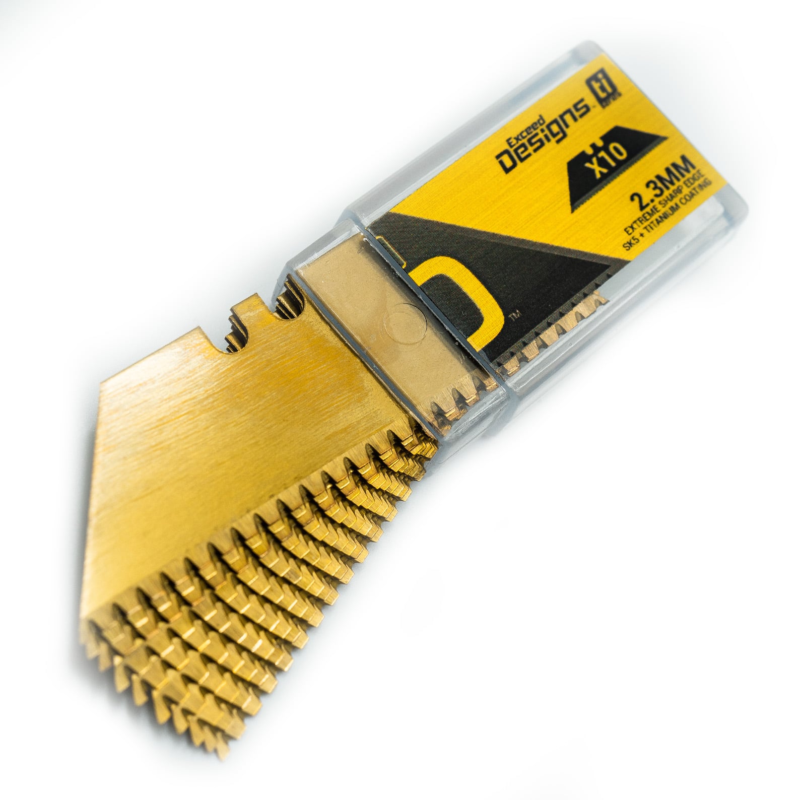 USA Flag 24-Point GOLD MICRO-SERRATED Razor Blades (Premium TITANIUM Coated SK5 Utility Knife Blades) 5-Pack or 10-Pack - Image 3
