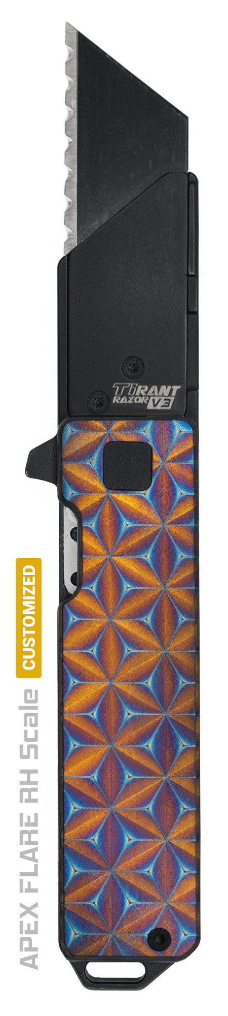 6AL-4V Titanium Laser + Ano APEX FLARE Edition RH Handle Scale (TiRant® RAZOR V3) - Image 4