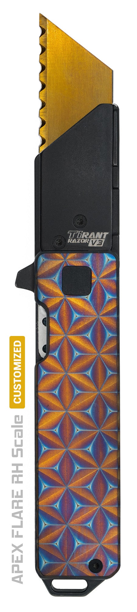 6AL-4V Titanium Laser + Ano APEX FLARE Edition RH Handle Scale (TiRant® RAZOR V3) - Image 2