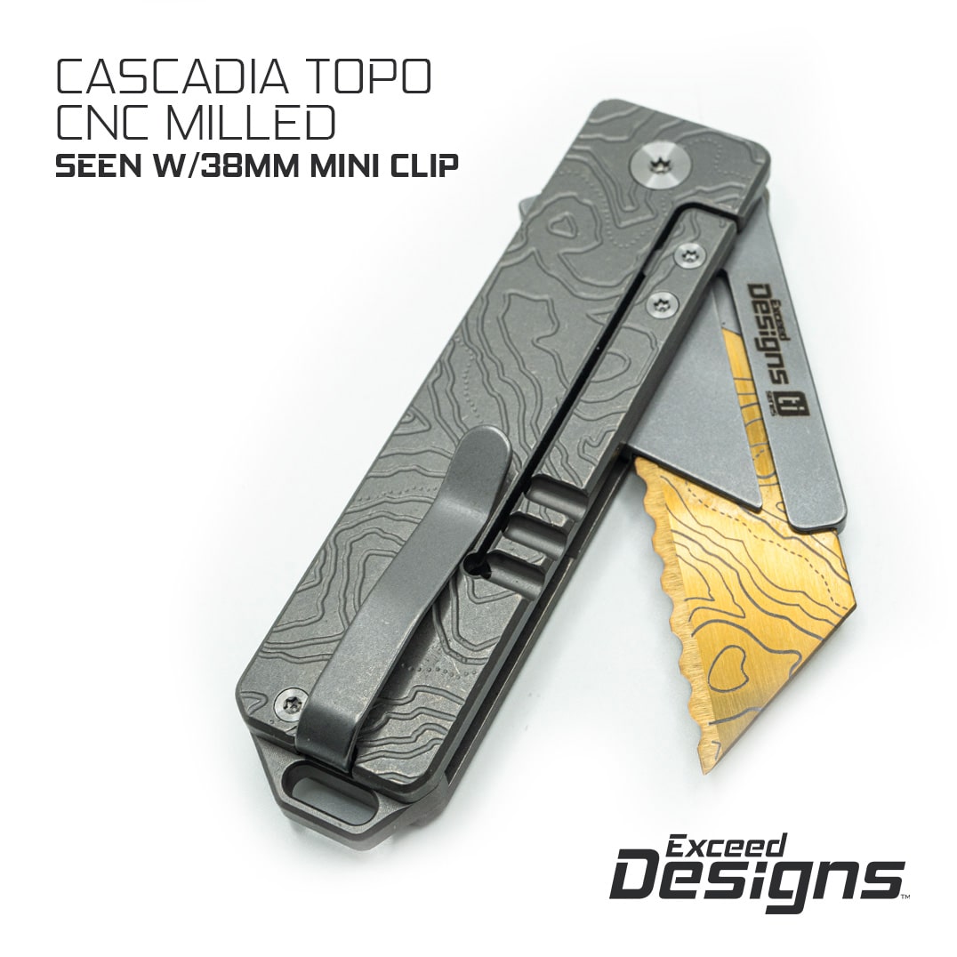 TiRant® RAZOR V3 Utility Knife (Stonewashed 6AL-4V Titanium) Dual-SIde Milled CASCADIA TOPO Edition - Image 9