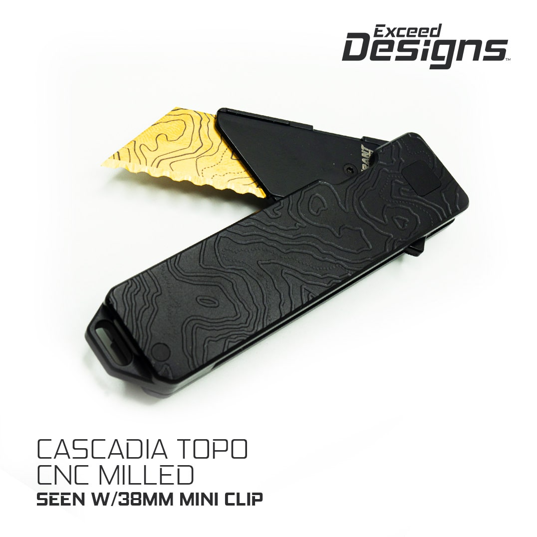 TiRant® RAZOR V3 Utility Knife (Jet-Black 6AL-4V Titanium) Dual-SIde Milled CASCADIA TOPO Edition - Image 4