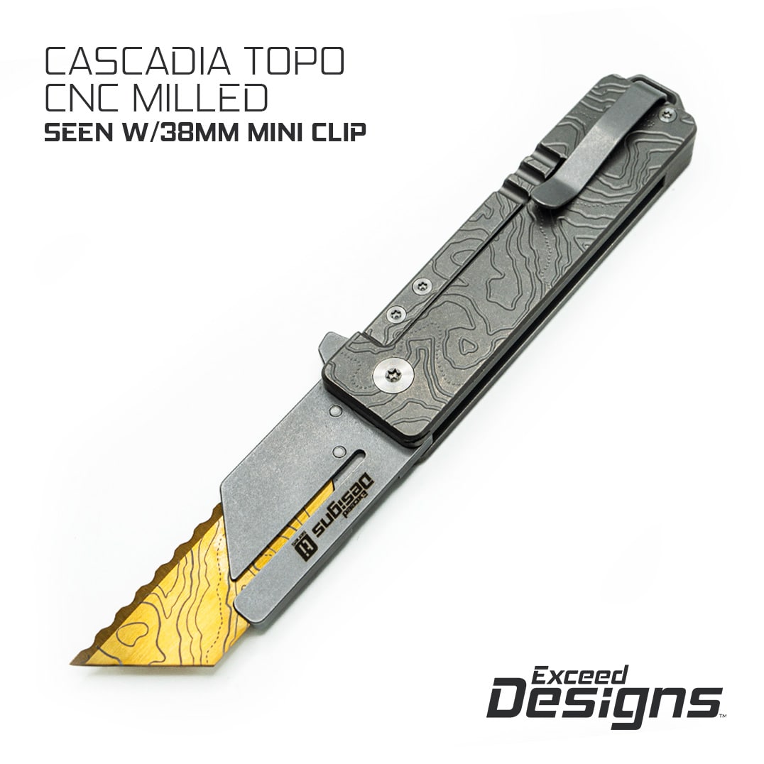 TiRant® RAZOR V3 Utility Knife (Stonewashed 6AL-4V Titanium) Dual-SIde Milled CASCADIA TOPO Edition - Image 2