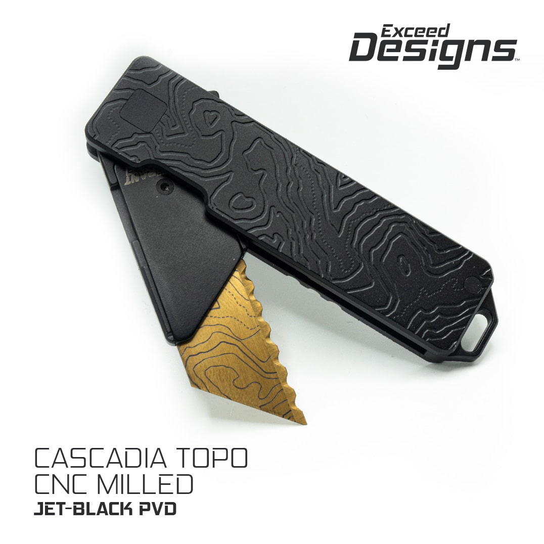 TiRant® RAZOR V3 Utility Knife (Jet-Black 6AL-4V Titanium) Dual-SIde Milled CASCADIA TOPO Edition - Image 7