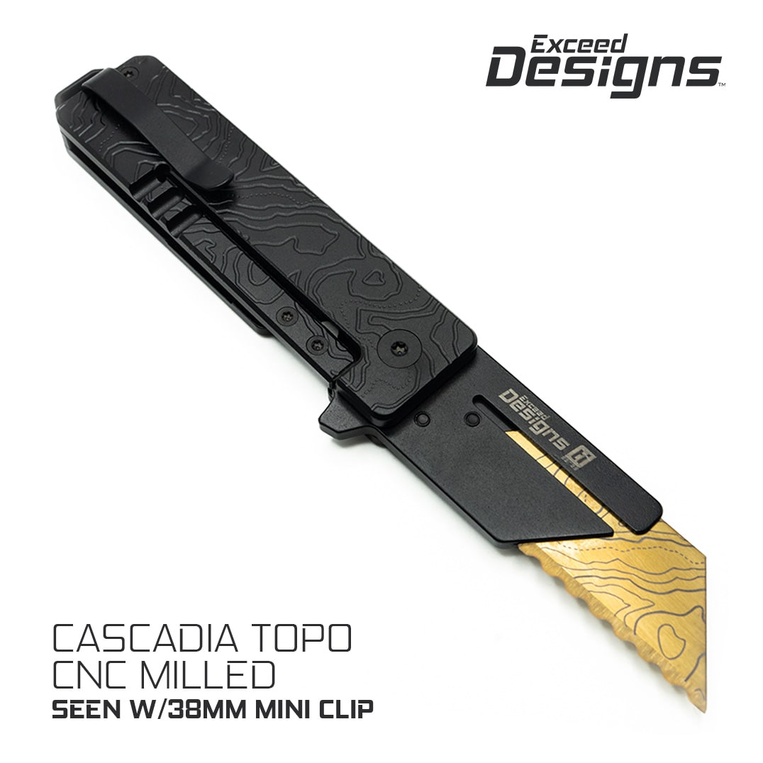 TiRant® RAZOR V3 Utility Knife (Jet-Black 6AL-4V Titanium) Dual-SIde Milled CASCADIA TOPO Edition - Image 2