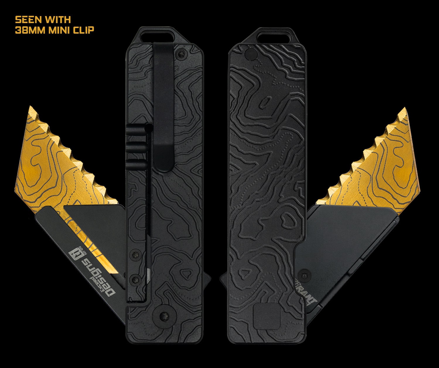 TiRant® RAZOR V3 Utility Knife (Jet-Black 6AL-4V Titanium) Dual-SIde Milled CASCADIA TOPO Edition - Image 3
