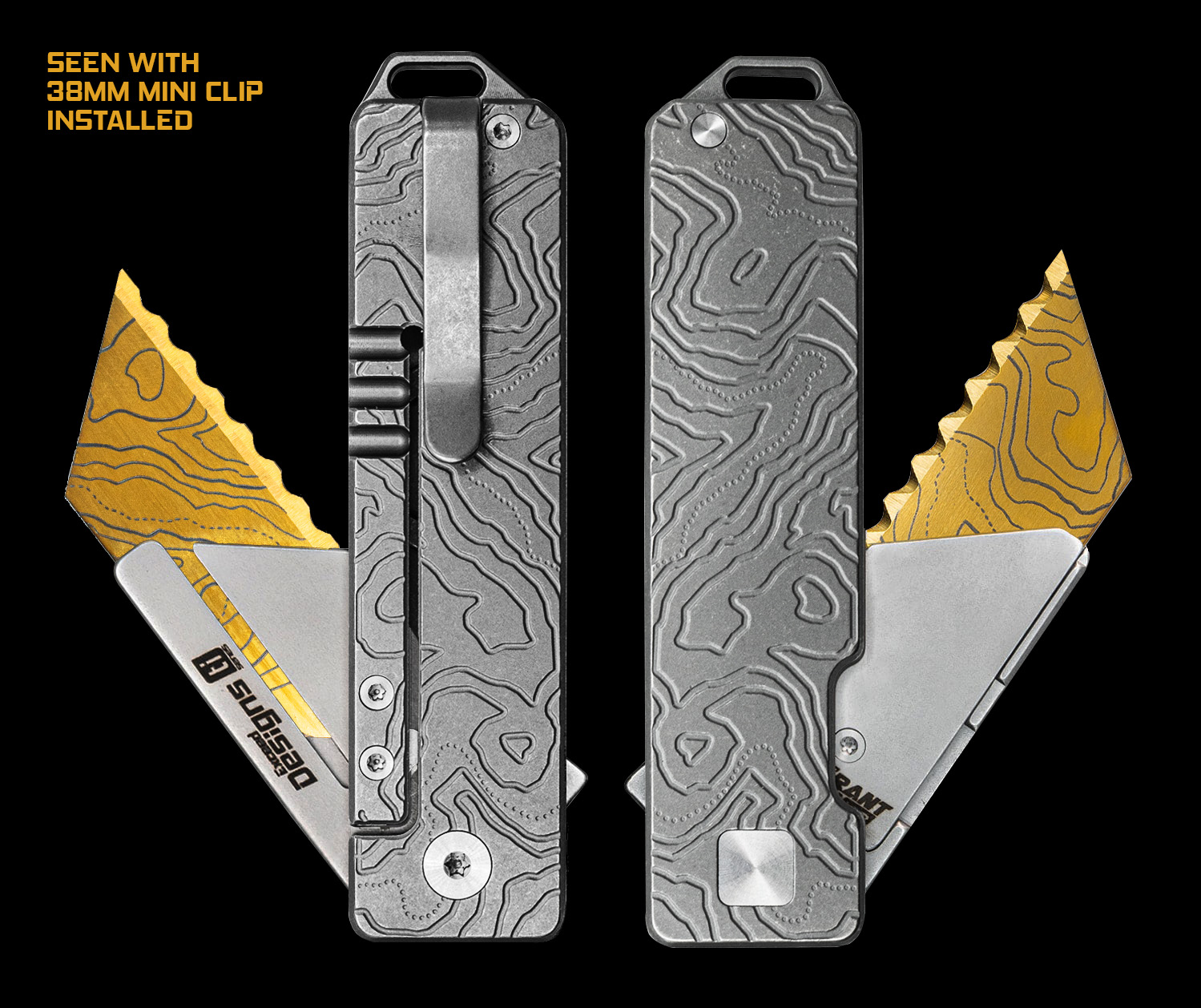 TiRant® RAZOR V3 Utility Knife (Stonewashed 6AL-4V Titanium) Dual-SIde Milled CASCADIA TOPO Edition - Image 4