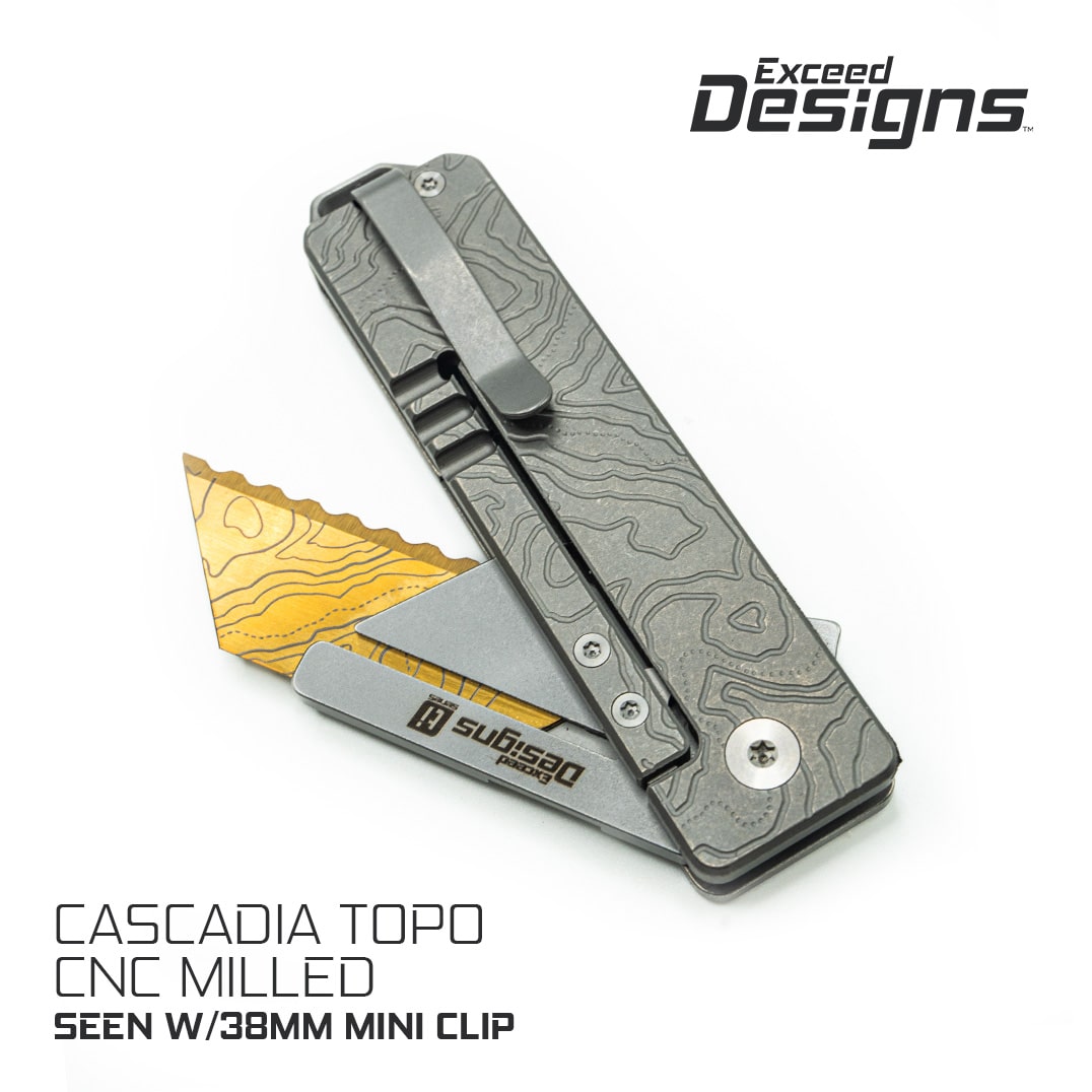 TiRant® RAZOR V3 Utility Knife (Stonewashed 6AL-4V Titanium) Dual-SIde Milled CASCADIA TOPO Edition - Image 3