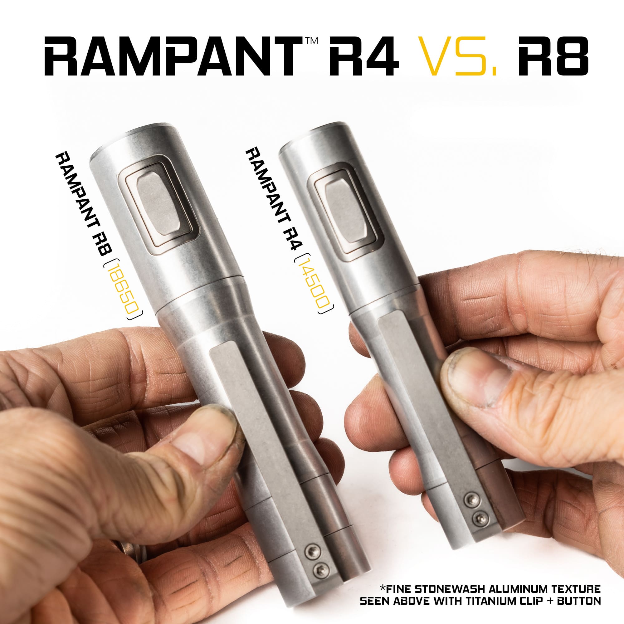 RAMPANTâ„¢ R8 EDC Flashlight (Stonewashed 6AL-4V Titanium + Copper Pill) 1300+ LUMENS Nichia 519A - Image 8