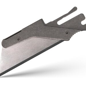 (SOLD OUT) TiRant ULTRA HotSwap™ RAZOR Blade Holder W/Full-Edge Usability (Stonewashed 6AL-4V Titanium) W/Milled Curved Choil Jimping