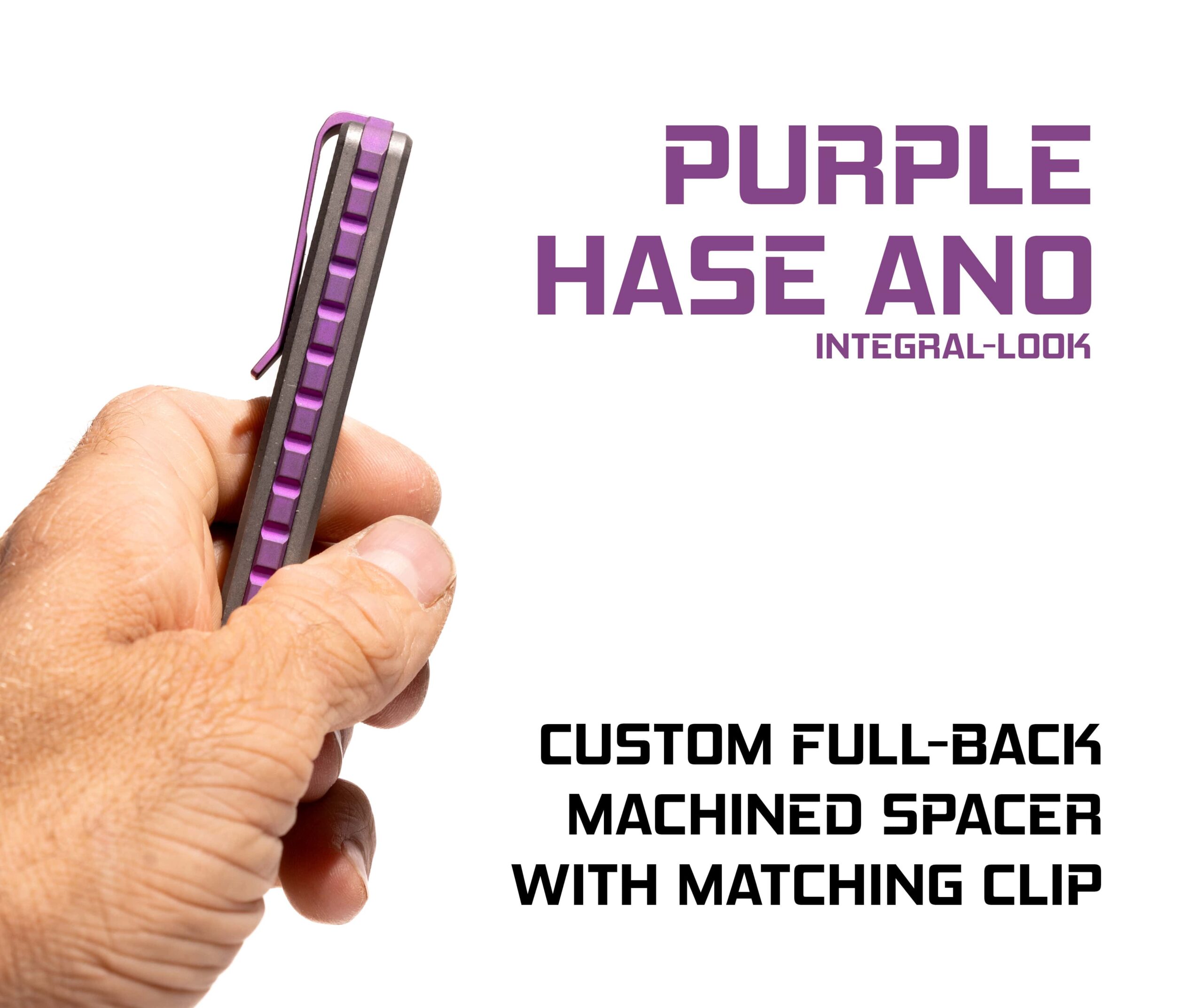 TiRant ULTRA Full-Length FRAG MILLED 'Integral-Like' Back Spacer + Clip (6AL-4V Titanium) Purple Haze ANO - Image 3