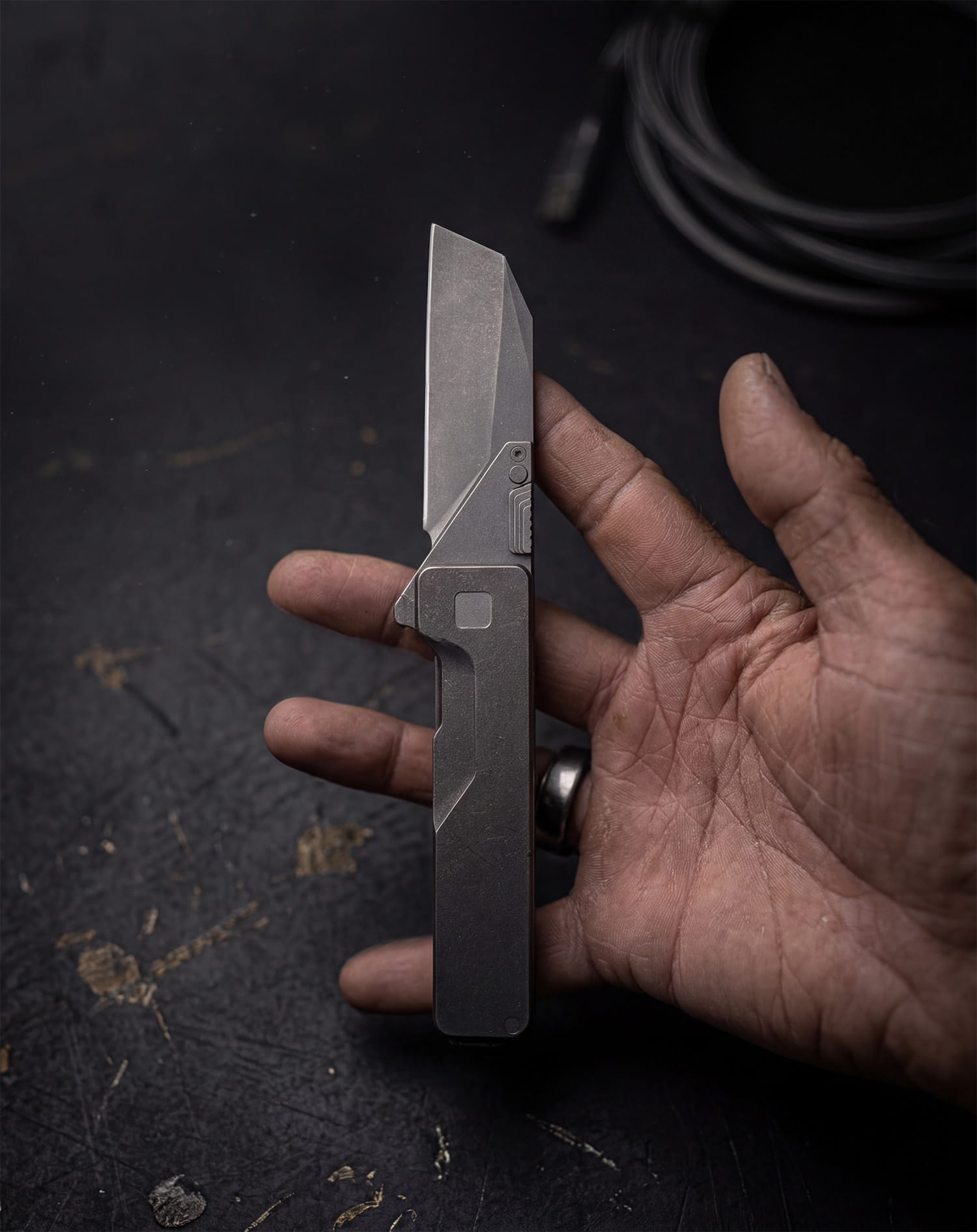TiRant ULTRA HotSwap™ Serrated 'Wharnie' Wharncliffe Blade Replacement (Stonewashed D2 Tempered HRC 61+) - Image 5