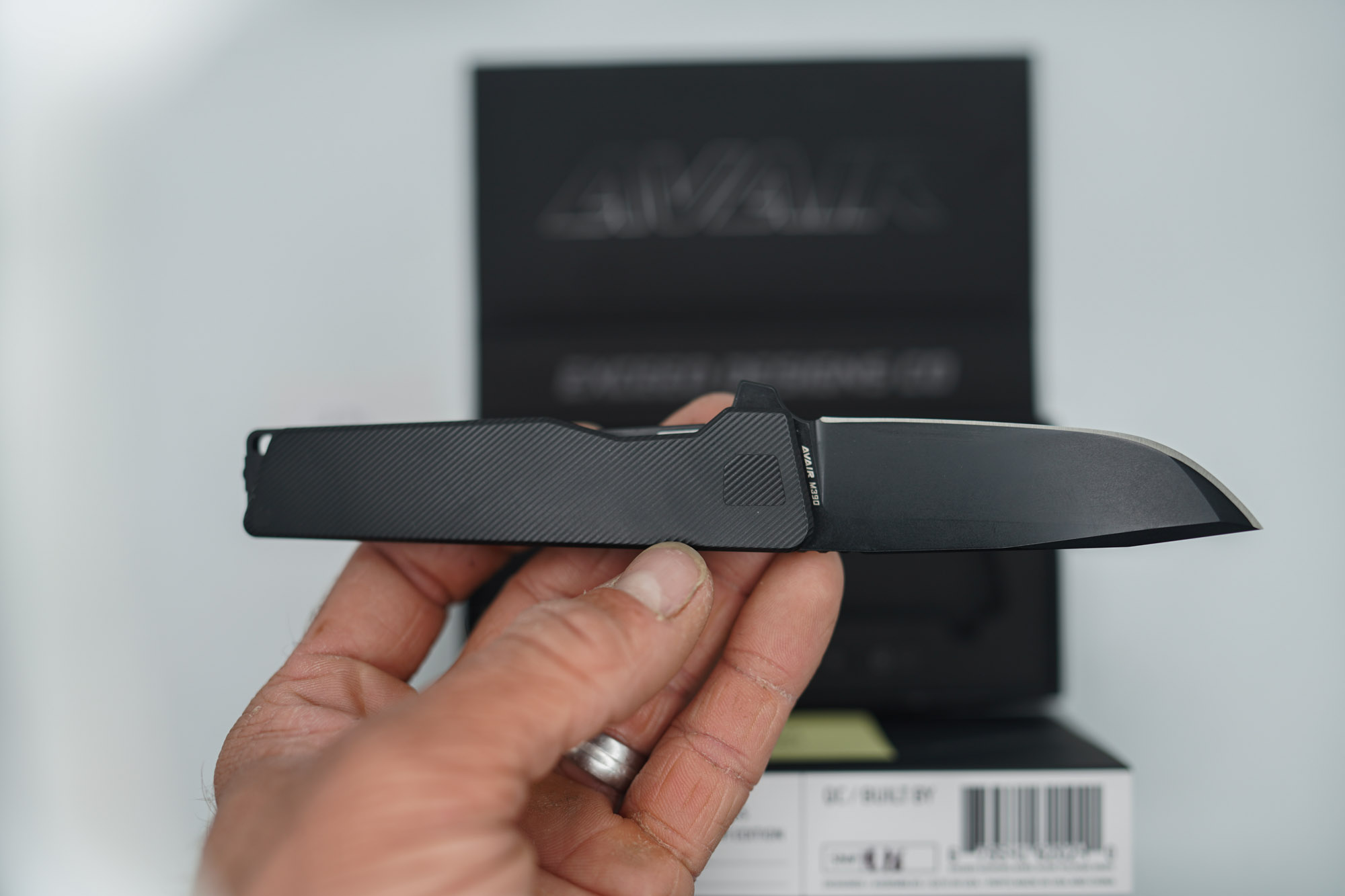 BUILD #96 — Condition 8/10 — AVAIR M390 Micro-Slash - Jet-Black PVD - W/Diamond Tip Compound Ground M390 Blade - Image 4