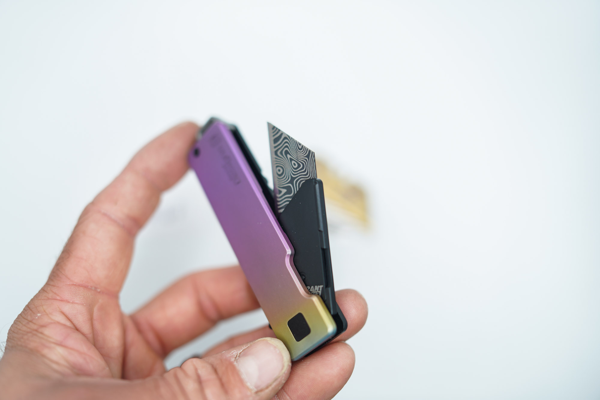 BUILD #167 — Condition 9/10 — TiRant RAZOR V3 + RARE Hand-Applied Custom Purple Color Fade Anodization + Jet-Black LH Topo 3D-Milled Scale + 3X Custom Laser Engraved Razor Blades From The ToolRoom - Image 9